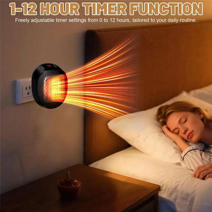 AEB1-Socket Fan Heater With Remote Control, Heater With Thermostat And 12H Timer,For Rooms Up To 10 M²/25 M³ EU Plug