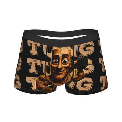 John Pork Tung Tung Sahur Calling Brainrot Meme Boxer Brief Underwear Trenky Man Comfortable Boxer Shorts Plus Size Panties
