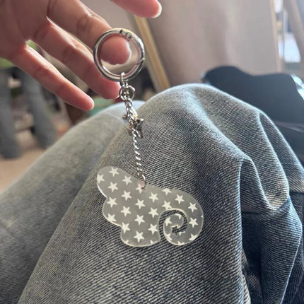 Creative Acrylic Star Angle Wings Keychain For Women Sweet Simple Design Cute Earphone Bag Keyrings Young Girls Jewelry N900