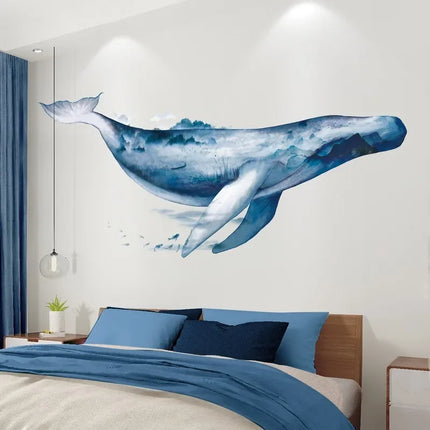 Creative Wall Stickers Ink Wash Whale For Living Rooms Home Bedroom Background Wall Decor Self Adhesive Vinyl Sticker Wallpaper