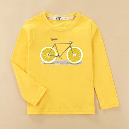 Aimi Lakana Long Sleeve Shirts Kids Fruit Bicycle T-Shirt Boy Girls Cotton Tops Funny Bike Clothes Spring Autumn Tees 3T-14T