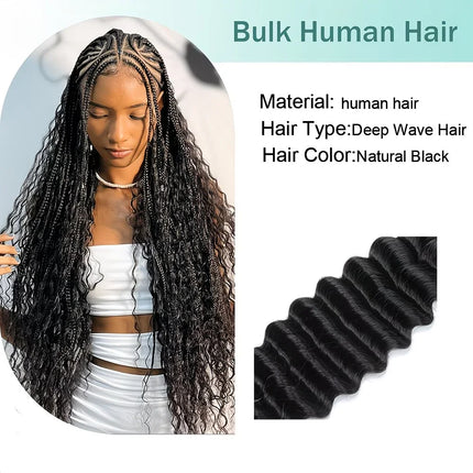 Curly Boho Hair For Braiding Knotless 12A Deep Wave Bulk Wet And Wavy Braiding Hair Curly 60g/PC 30 40 Inch Human Braiding Hair