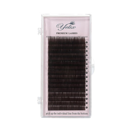 Yelix 16 Rows Dark Brown Premium Natural Individual Eyelashes Extensions Soft Classic Faux Cils Professional Supplies for Lash