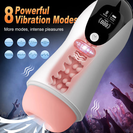 Portable Men's Aircraft Cup with LCD Display 8 Adjustable Frequencies Male Masturbator Vacuum Covered Male Pleasure Cup Male Sex