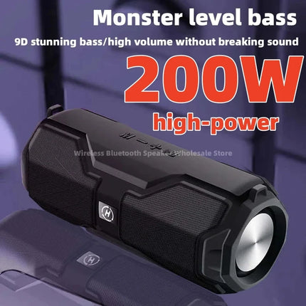 Bluetooth Speaker 200W ultra high power  portable wireless Bluetooth speaker outdoor card waterproof bass speaker TF card