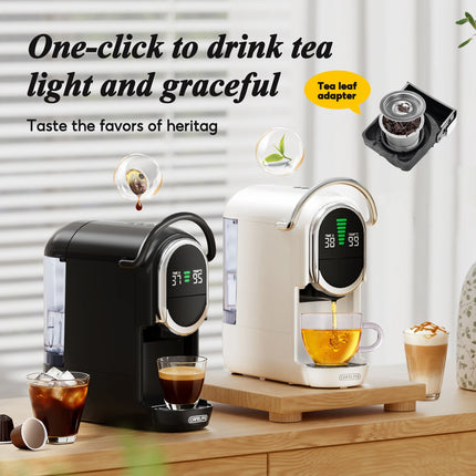 Cafelffe 6 in 1 Capsule Coffee Maker with Tea Leaves, Capsule, ESE 44mm Pods Coffee Powder Hot/Cold DG Cappuccino Nespresso