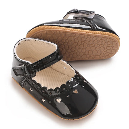 Solid Color Baby Girl Mary Jane Shoes With Soft Rubber Sole Anti Slip Spring And Autumn Princess Shoes Suitable For 0-18M Babies