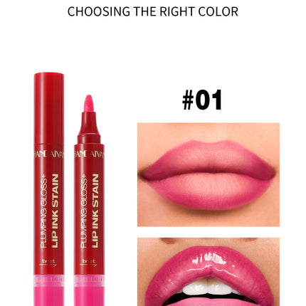 Lip Pencil Liquid Liner Double Head 2in1 Waterproof Tint Nude Oil Plump Gloss Mirror Lasting Moisturizing