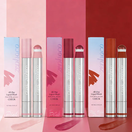 Liquid Blush Stick with Sponge Tip Waterproof Long-Lasting Brightening Moisturizing Lips Cheeks Natural Korean Cosmetic Makeup