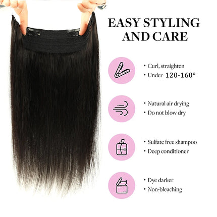 Halo Hair Extensions 100% Human Hair 14-28 Inch Hidden Wire Clip In Hair Ombre Brown Color Human Remy Fish Line Hair Extension