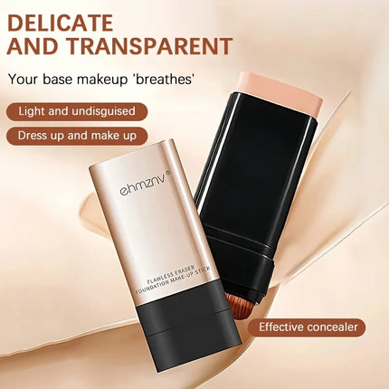 Watery Double-Headed Foundation Stick with Brush, Natural Long-Lasting Flawless Makeup For Facial Concealer Cosmetics