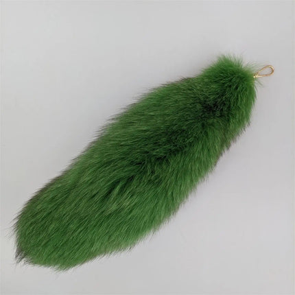 natural fox fur tail keychain furry 2024 chic y2k  beautiful accessory length 40 cm Car Keychains For Women