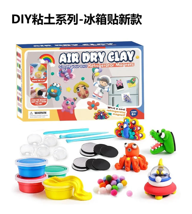 Kids DIY Manual Fridge Plasticine Clay 18 Colors Ultra Light Air Dry Modeling Clay Non Toxic Safe Toy Set for Children Art Craft