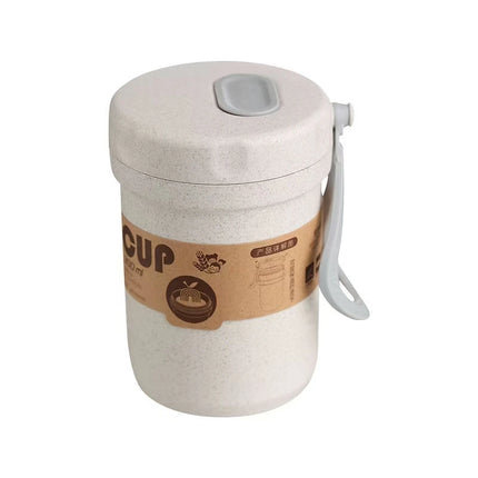 Wheat Straw Coffee Cups, Portable Microwaveable Breakfast Cup, 3 Colors Reusable Healthy Drinking Mugs with Spoon for School Off