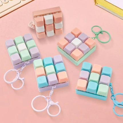 Clicky 9-Key Keyboard Keychain Pastel Fidget Key Ring Mechanical Switch Bag Charm for Gamers Office Desk Anxiety Relief Gift