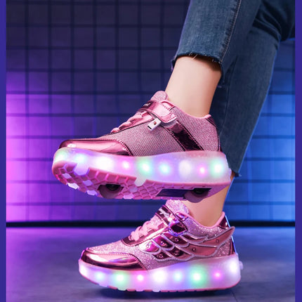 Sneakers Roller Shoes Outdoor Deformation Parkour Skates Dual-Use Children Girls Boys Adult Men Women Unisex Roller Skates