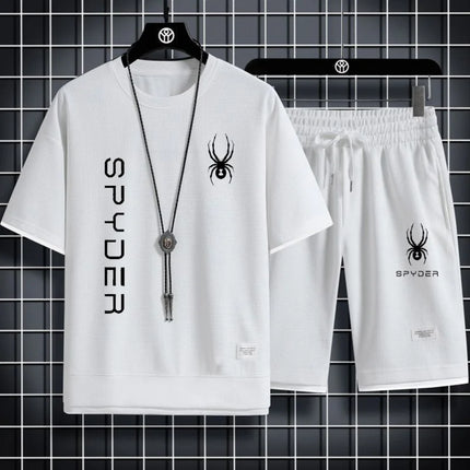 Men's Large-sized Summer Casual Fashionable Breathable Quick-drying Sports T-shirt And Shorts Set Short-sleeved Fitness Outfit
