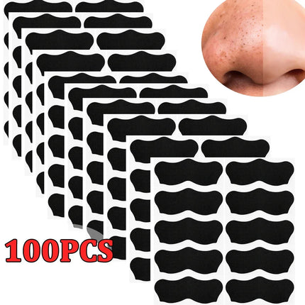 100pcs Unisex Black Nose Patch Deep Cleansing Nose Strips Acne Blackhead Removal Shrink Pore Noses Black Head Stickers Skin Care