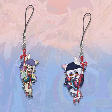 Anime Mononoke Cosplay Keychain Kawaii Acrylic Phone Chain 2Pcs/set Keyring Key Chain Bag Ornament Decoration Prop