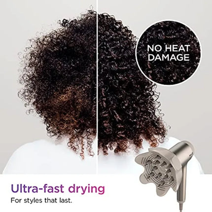 Hair dryer for home use, ceramic-coated, stone color, fast-drying with IQ 2-in-1 concentrator, styling brush, deep diffuser, io