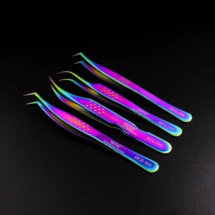 1pcs Vetus MCS Series Blue/Gold/Colorful Russian Volume Bloom Eyelash Extension Tweezers Stainless Precision Lash Tweezers Tools