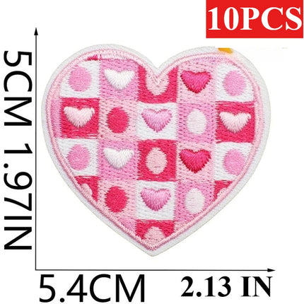 10PCS Wholesale Pink Car Shape Embroidery Pink Love Style Patches DIY Cloth for Hats/T-shirt/Jeans Girls Kids Valentine Iron on