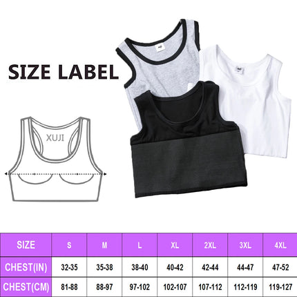 XUJI Women's Tomboy Trans Elastic Chest Binder Breathable Cotton Slim Fit Tank Top