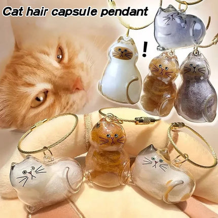 Cat Hair Memorial Storage Keychain Cat Fur Container Pets Cat Fur Collector Capsule Keyring Kitty Hair Hanging Pendants
