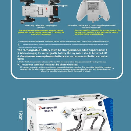 Teeggi Electric RC Intelligent Robot Dog Multifunction RC Mechanical Dog with turret Educational Toy Bionic Smart Robot Toy Gift