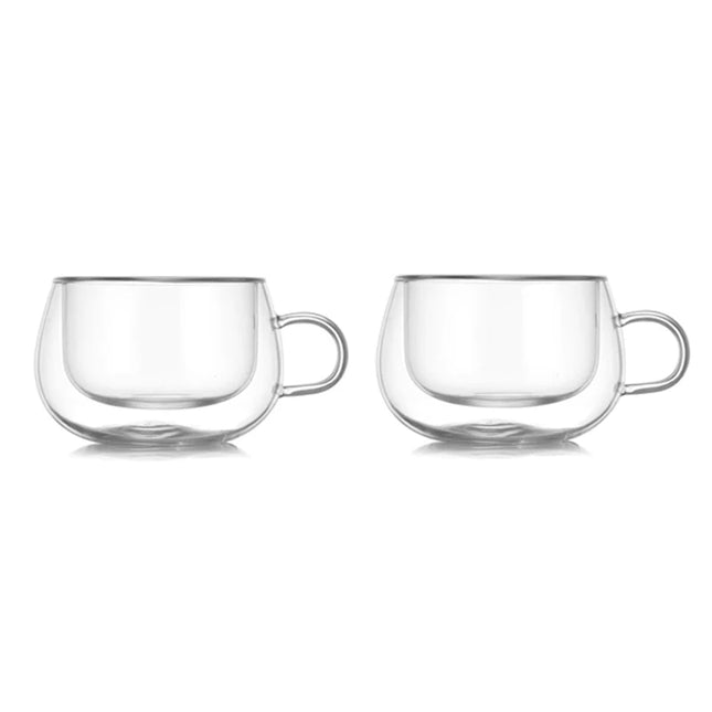 YWDL 100/200ml Double Walled Glass Coffee Cup Set Clear Espresso Cups With Handle Heat-resisting Glass Cup For Milk Latte Tea