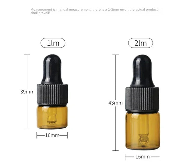 50/100PCS 1/2/3/5/ML Essential Oil Glass Refillable Eye Empty Dropper Bottle Container TravelPortable Essential Oils Perfumes
