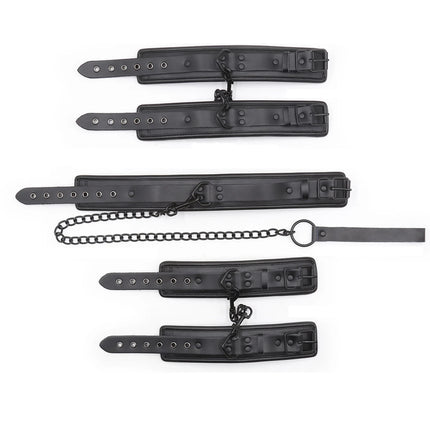 Puppy play Genuine Leather Handcuffs Collar Wrist Ankle Cuffs for Fetish Bondage Restraints erotic Adult Games Couple Sex Toy