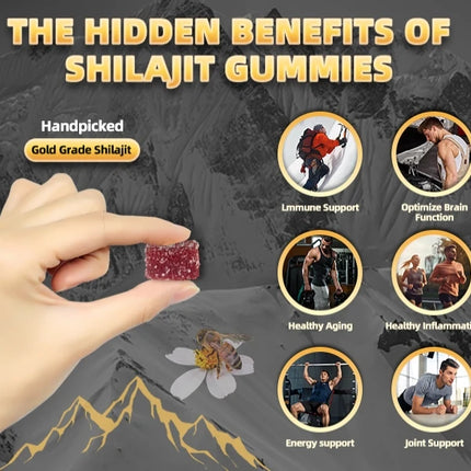 Gold Shilajit Gummies - Immune Support, Promotes Brain and Heart Health, Anti-aging, Benefits for Overall Well-being