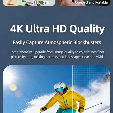 4K Pocket Gimbal Camera Handheld Stabilized Camcorder 75MP 330° Auto-Tracking Rotation 1.7-inch Touchscreen for Vlogging