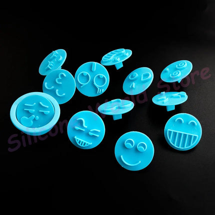 Silicone World 13PCS Set Baking Tools Smiling Face Cookie Molds Plastic Expression Embossing Mold DIY Flipping Sugar Cake Mold