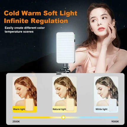 Portable Selfie Light Phone Fill Light 3000mAh Rechargeable Video Photography Light 120 LED 2500K-9000K Dimmable for Live Vlog