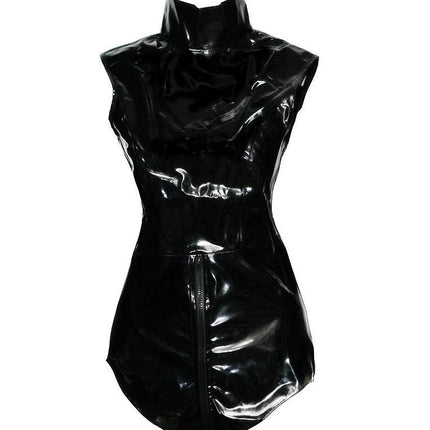 Sexy Black Shiny PVC Latex Bodysuit Zipper Wetlook PU Faux Leather Catsuit Women Fetish Clubwear Jumpsuit Costume