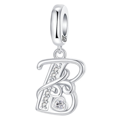 925 Sterling Silver  A-Z 26 English Letters Retro Fashion Pendant Fit Original Bracelet Charm Beads Necklace Diy Female Jewelry