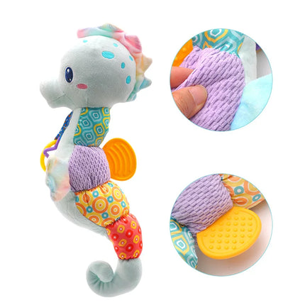 1pc baby soothing toy seahorse plush toy, sleeping, traveling, riding,  car hanging early education interactive puzzle plush toy