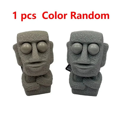 Creative Squeeze Stone Man Stress Toy Soft Rebound Moai Statue Funny Eyes Expression Relaxing Gift for Children Adults