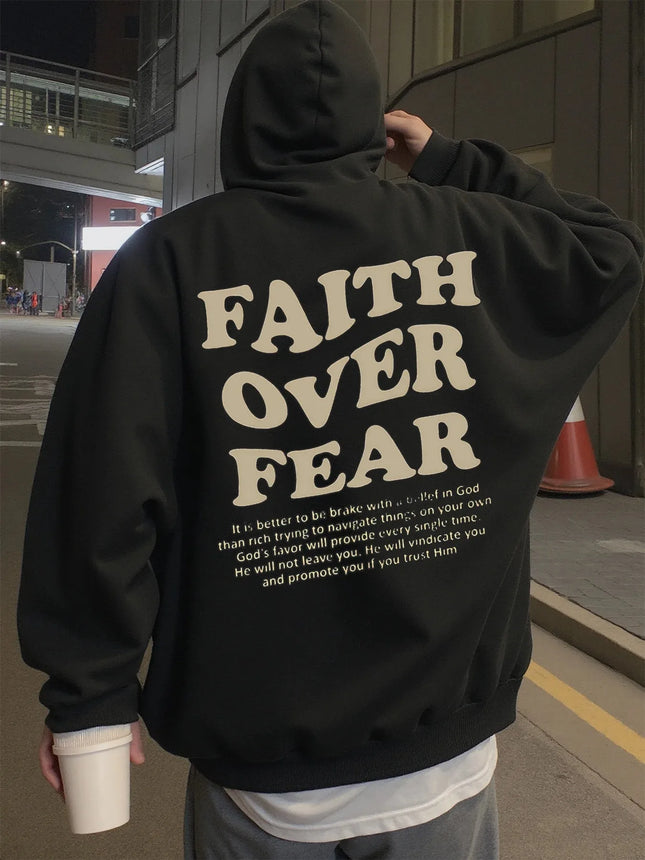 2025 New Hoodie for Men Women Street Wear Faith Over Fear Design Graphic Hoodies Wearing in Spring Autumn and Winter Sweatshirt