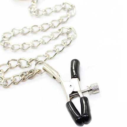 XXOO Nipple Clitoris Labium Clamps, 4 Metal Clips Chained Shaking Stimulate Massage Female Breast Sex Toys For Women