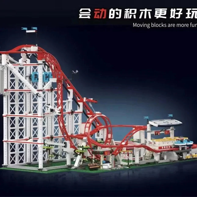 Mould King 11014 Amusement Park The Motorised MOC Roller Coaster Building Blocks Set for Adults Kids Christmas Gifts
