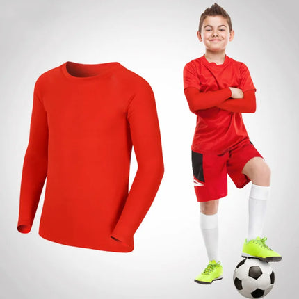 Kids Children Boy Girl Compression Running Long T Shirt Fitness Sport Basketball Football Gym Sportswear Soccer Clothes 25