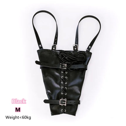 BDSM Bondage Arm Binder,Behind Back Straight Jacket,Leather Armbinder Restraint SM Toy,Slave Lockable Glove With Shoulder Straps