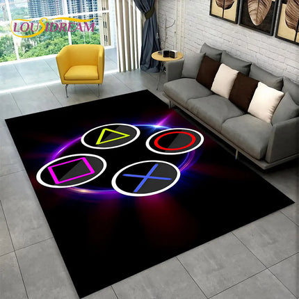 3D Cartoon Game Gamer Gamepad Large Area Rug, Carpet Rug for Living Room Kids Bedroom Sofa Doormat Decor, Child Non-slip Floor Mat