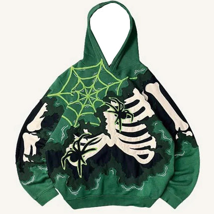 New Trendy men's Hoodie With 3D Skeleton Style Pattern design, Novel Long Sleeved Hoodie With Pockets For Daily Wear