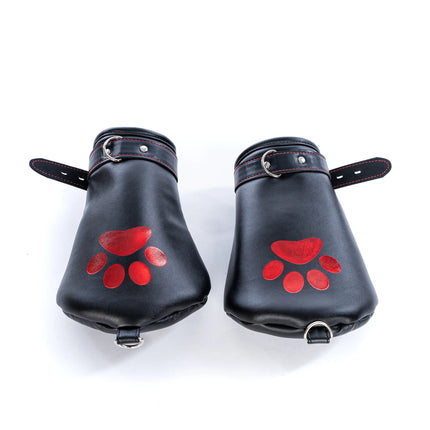 Leather Soft Padded Knee Elbow Pad Dog Paw Crawl Gloves Pup Hood Fetish BDSM Bondage Dog Slave Roleplay Sexy Costume Accessories
