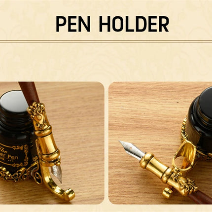 Luxury Fountain Pen Set, Retro Sprinkling Feather Pens Calligraphy Writing Dip Kit with Wax Seal Stamp & Replace Nibs, Gift Box