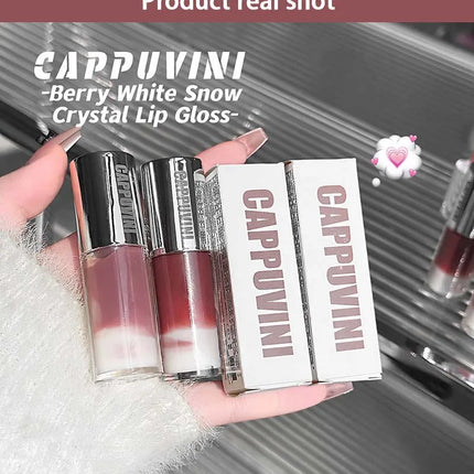Cappuvini Berry Snow Gradient Lip Gloss Mirror Moisturizing for Plump Lips Long-Lasting Makeup Lip Glaze